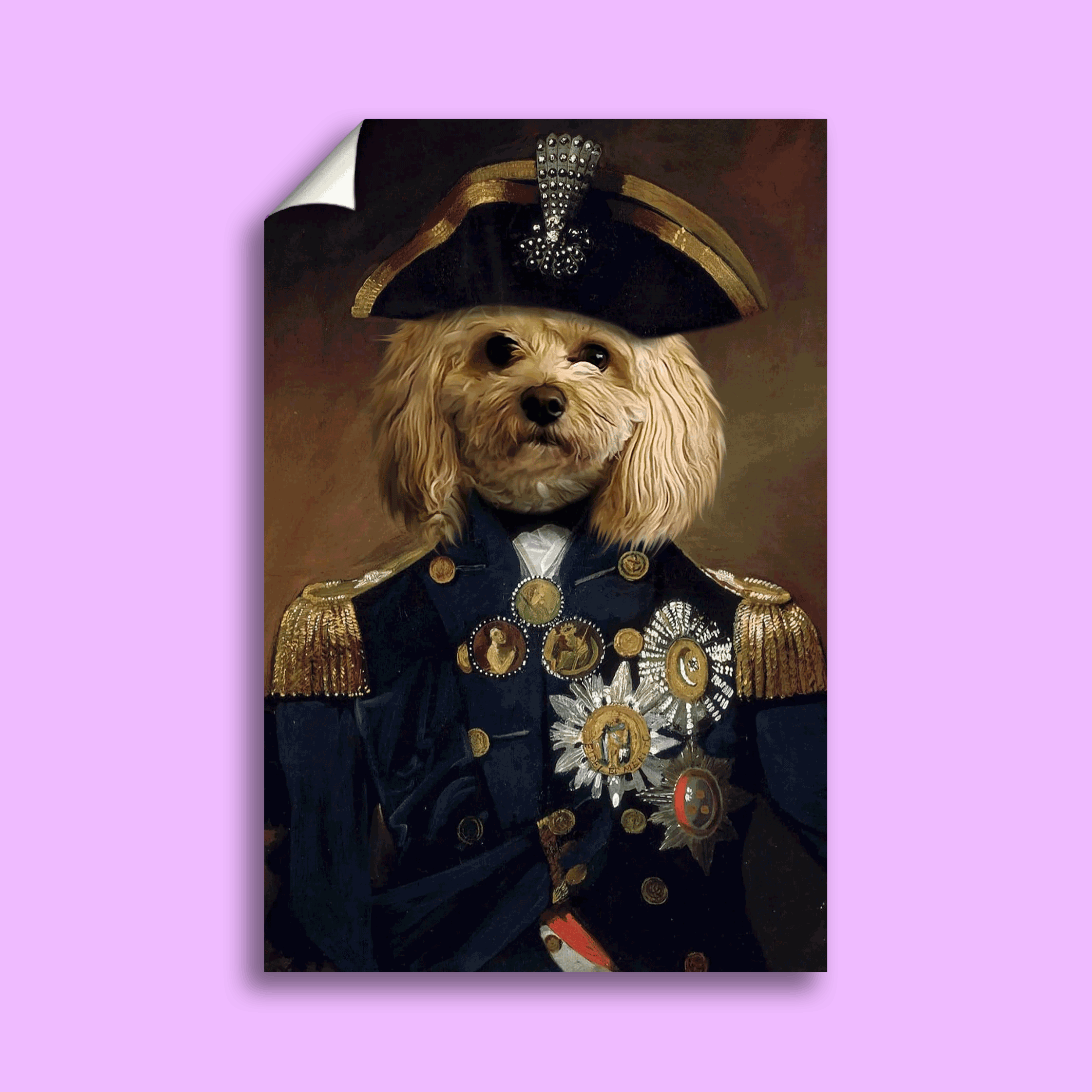 Lord Nelson Regal Pet Portrait  Custom Historical Pet Art